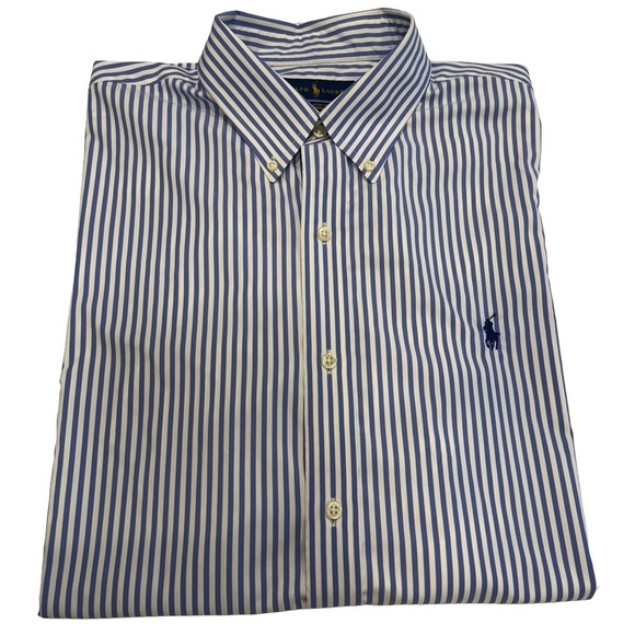 Ralph Lauren Men’s Performance Oxford Button Down Shirt Blue/white Stripe XL - Picture 1 of 11